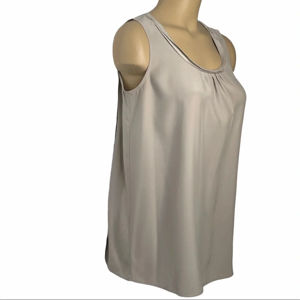 J. JILL Silk Blouse Top Taupe Sleeveless Size XS